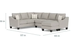 Mor Furniture Sectionals|Lucy Tux Sofa Chaise Sectional In Splash Linen, Right Facing