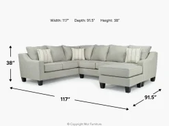 Mor Furniture Sectionals|Lucy Tux Sofa Chaise Sectional In Splash Linen, Right Facing