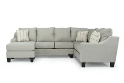 Mor Furniture Sectionals|Lucy Tux Sofa Chaise Sectional In Splash Linen, Right Facing
