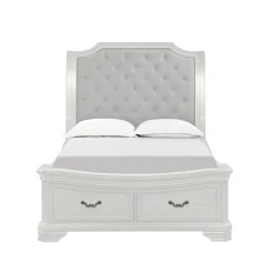 Mor Furniture Bedroom Sets|Lyndhurst Sleigh Bed W/ Storage, Dresser, Mirror & Nightstand In Vintage White, Queen