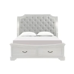 Mor Furniture Bedroom Sets|Lyndhurst Sleigh Bed W/ Storage, Dresser, Mirror & Nightstand In Vintage White, Queen