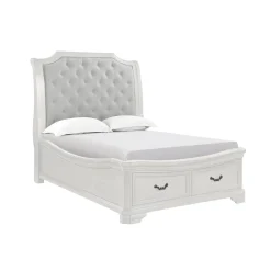 Mor Furniture Storage Beds|Beds|Lyndhurst Sleigh Bed W/ Storage In Vintage White, Queen