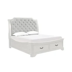 Mor Furniture Storage Beds|Beds|Lyndhurst Sleigh Bed W/ Storage In Vintage White, Queen
