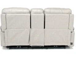 Mor Furniture Reclining Loveseats|Loveseats|Malibu 3 Power Console Loveseat W/ Wireless Charger In Leather Chocolate