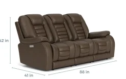 Mor Furniture Reclining Sofas|Sofas|Malibu 3 Power Sofa In Leather Chocolate