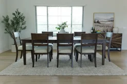 Mor Furniture Dining Room Sets|Seating For 8|Mariana Dining Table & 8 Chairs In Vintage Mocha