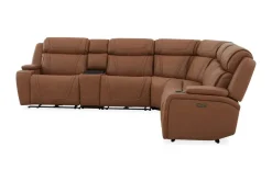 Mor Furniture Reclining Sectionals|Sectionals|Max 6 Piece 2 Power Sectional In Aline Timber Leather