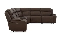 Mor Furniture Reclining Sectionals|Sectionals|Max 6 Piece 2 Power Sectional In Aline Timber Leather