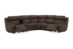Mor Furniture Reclining Sectionals|Sectionals|Max 6 Piece 2 Power Sectional In Aline Timber Leather