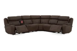 Mor Furniture Reclining Sectionals|Sectionals|Max 6 Piece 2 Power Sectional In Aline Timber Leather
