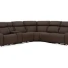 Mor Furniture Reclining Sectionals|Sectionals|Max 6 Piece 2 Power Sectional W/ 2 Power Armless Recliner In Aline Timber Leather