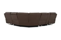 Mor Furniture Reclining Sectionals|Sectionals|Max 6 Piece 2 Power Sectional W/ 2 Power Armless Recliner In Aline Timber Leather