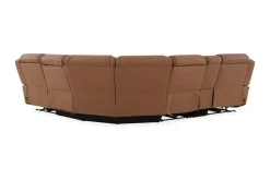 Mor Furniture Reclining Sectionals|Sectionals|Max 6 Piece 2 Power Sectional W/ 2 Power Armless Recliner In Aline Timber Leather