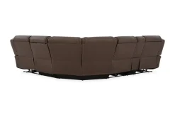Mor Furniture Reclining Sectionals|Sectionals|Max 6 Piece 2 Power Sectional W/ 2 Power Armless Recliner In Aline Timber Leather