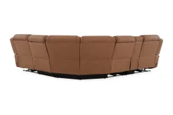 Mor Furniture Reclining Sectionals|Sectionals|Max 6 Piece 2 Power Sectional W/ 2 Power Armless Recliner In Aline Timber Leather