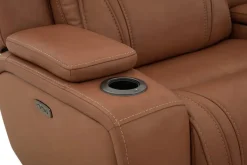 Mor Furniture Reclining Sectionals|Sectionals|Max 6 Piece 2 Power Sectional W/ 2 Power Armless Recliner In Aline Timber Leather