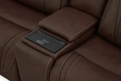 Mor Furniture Reclining Sectionals|Sectionals|Max 6 Piece 2 Power Sectional W/ 2 Power Armless Recliner In Aline Timber Leather