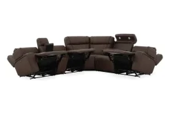 Mor Furniture Reclining Sectionals|Sectionals|Max 6 Piece 2 Power Sectional W/ 2 Power Armless Recliner In Aline Timber Leather