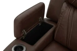 Mor Furniture Reclining Sectionals|Sectionals|Max 6 Piece 2 Power Sectional W/ 2 Power Armless Recliner In Aline Timber Leather