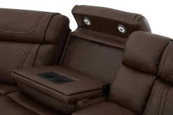 Mor Furniture Reclining Sectionals|Sectionals|Max 6 Piece 2 Power Sectional W/ 2 Power Armless Recliner In Aline Timber Leather