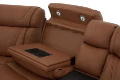 Mor Furniture Reclining Sectionals|Sectionals|Max 6 Piece 2 Power Sectional W/ 2 Power Armless Recliner In Aline Timber Leather