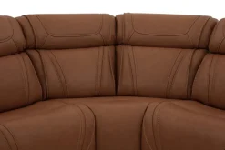 Mor Furniture Reclining Sectionals|Sectionals|Max 6 Piece 2 Power Sectional W/ 2 Power Armless Recliner In Aline Timber Leather