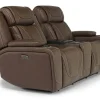 Mor Furniture Reclining Loveseats|Loveseats|Max 2 Power Console Loveseat In Aline Timber Leather