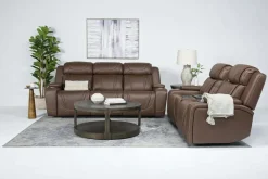 Mor Furniture Reclining Loveseats|Loveseats|Max 2 Power Console Loveseat In Aline Timber Leather
