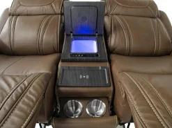 Mor Furniture Reclining Loveseats|Loveseats|Max 2 Power Console Loveseat In Aline Timber Leather