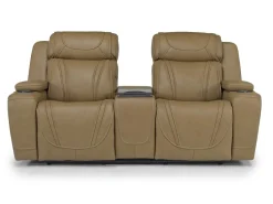 Mor Furniture Reclining Loveseats|Loveseats|Max 2 Power Console Loveseat In Aline Timber Leather