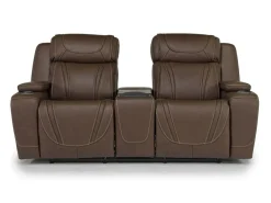 Mor Furniture Reclining Loveseats|Loveseats|Max 2 Power Console Loveseat In Aline Timber Leather