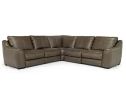 Mor Furniture Reclining Sectionals|Reclining Sofas|Mayflower 5 Piece 2 Power Sectional In Seville Umber Leather