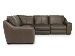 Mor Furniture Reclining Sectionals|Reclining Sofas|Mayflower 5 Piece 2 Power Sectional In Seville Umber Leather