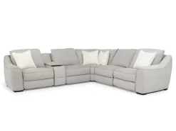 Mor Furniture Reclining Sectionals|Sectionals|Mayflower 6 Piece 2 Power Sectional W/ Audio Console In Ashland Sand