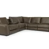 Mor Furniture Reclining Sectionals|Sectionals|Mayflower 6 Piece 2 Power Sectional W/ Audio Console In Seville Umber Leather