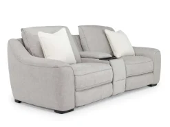 Mor Furniture Reclining Loveseats|Loveseats|Mayflower 2 Power Audio Console Loveseat In Ashland Sand