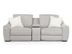 Mor Furniture Reclining Loveseats|Loveseats|Mayflower 2 Power Audio Console Loveseat In Ashland Sand