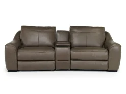 Mor Furniture Reclining Loveseats|Loveseats|Mayflower 2 Power Audio Console Loveseat In Seville Umber Leather