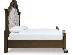 Mor Furniture Upholstered Beds|Beds|Maylee Upholstered Panel Bed In Dark Brown, Queen