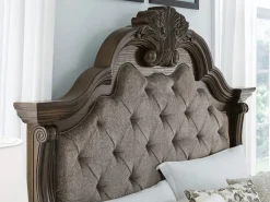 Mor Furniture Upholstered Beds|Beds|Maylee Upholstered Panel Bed In Dark Brown, Queen