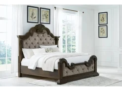 Mor Furniture Upholstered Beds|Beds|Maylee Upholstered Panel Bed In Dark Brown, Queen