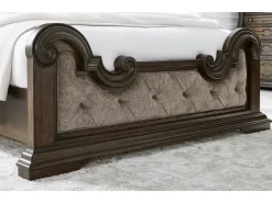 Mor Furniture Bedroom Sets|Maylee Upholstered Panel Bed, Dresser, Mirror & Nightstand In Dark Brown, Queen