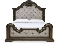 Mor Furniture Bedroom Sets|Maylee Upholstered Panel Bed, Dresser, Mirror & Nightstand In Dark Brown, Queen