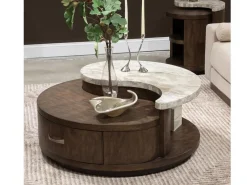 Mor Furniture Coffee Tables|Mcpherson Round Coffee Table In Burnt Umber