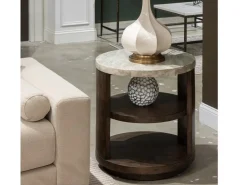 Mor Furniture Sofa & End Tables|Mcpherson Round End Table In Burnt Umber