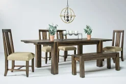 Mor Furniture Seating For 6|Dining Room Sets|Meadow Extendable Dining Table, 4 Chairs & Bench In Brown