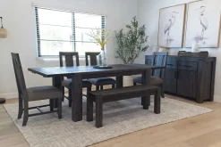 Mor Furniture Seating For 6|Dining Room Sets|Meadow Extendable Dining Table, 4 Chairs & Bench In Brown
