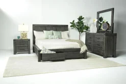 Mor Furniture Bedroom Sets|Meadow Panel Storage Bed, Dresser, Mirror & Nightstand In Gray, Full