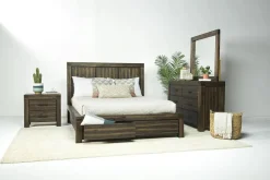 Mor Furniture Bedroom Sets|Meadow Panel Storage Bed, Dresser, Mirror & Nightstand In Gray, Full