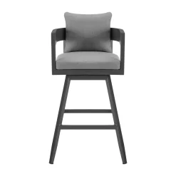 Mor Furniture Counter Height Stools|Barstools|Menorca Outdoor Counter Height Swivel Stool In Dark Gray